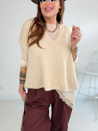 Pullunder in Beige, für Damen in Einheitsgröße 36-42 - Levelone GmbH & Co. KG