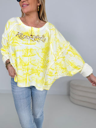 Sweater Weiss-Neongelb