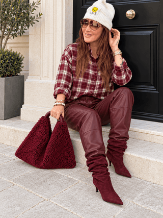 Karo Hemd für Damen in Beige-Bordeaux mit weicher Haptik - Levelone GmbH & Co. KG