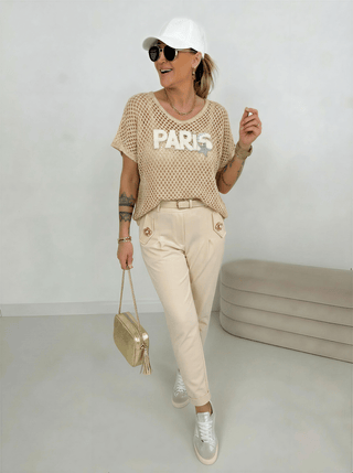 Häkelshirt in Beige