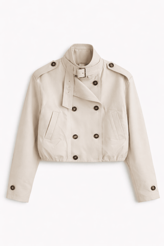 Beige Jacke mit Knöpfen auf der Brust