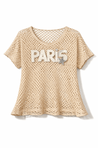 Häkelshirt in Beige