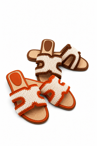 Sandalen in Orange/Beige & Camel/Beige mit Stickerei bei Levelone GmbH & Co. KG. Hochwertig, stilvoll - Levelone GmbH & Co. KG