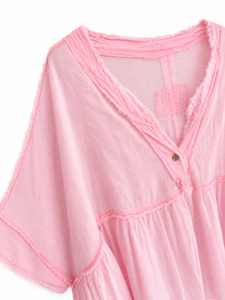 Bluse in Rosa mit used-look Saum für Damen in Onesize 36-42 - Levelone GmbH & Co. KG