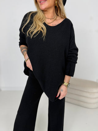 Zweiteiler Schwarz-strickhose-strickpullover-damen-levelone