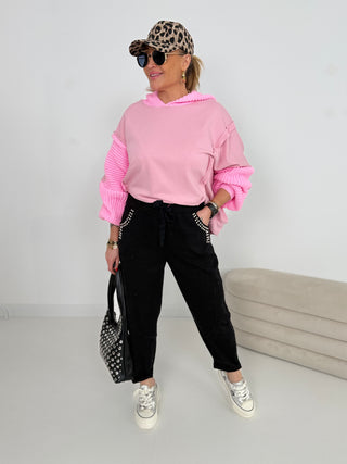 Stretch Jeanshose Schwarz mit Applikationen