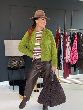 Fleecejacke in Grün, in Einheitsgröße: 36-42 mit Reverskragen, flauschig, weichem Haptik - Levelone GmbH & Co. KG