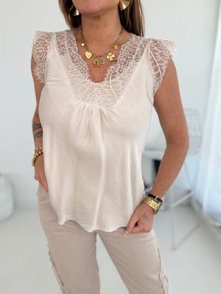 Spitzen Top Beige | Für Damen OS | Levelone