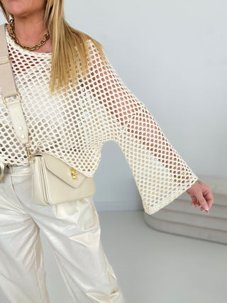 Häkelpulli in Creme