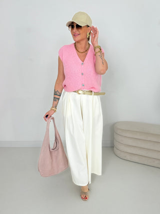 Alpaka Strick Weste-rosa-damen-levelone-onesize