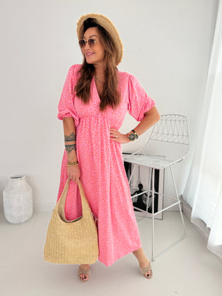 Sommer Leo Kleid in Pink-Flieder | Damen OS 36-42 | Levelone