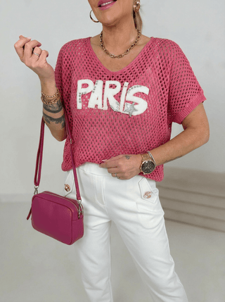 Häkelshirt in Pink mit Print