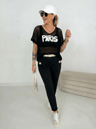 Häkelshirt in Schwarz