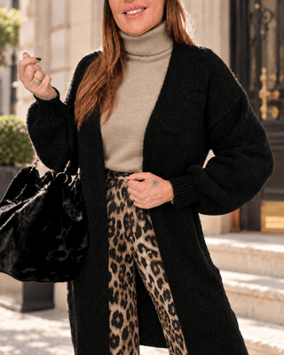 Strickmantel in Schwarz. Verarbeitung mit Wolle. Bei Levelone für Damen in Einheitsgrößen 36-42 - Levelone GmbH & Co. KG